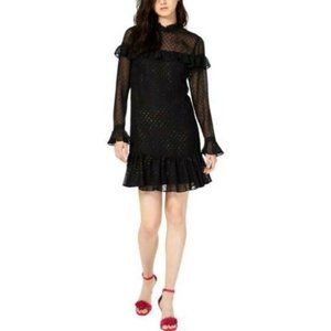 Betsey Johnson Womens Glitter Ruffled Mini Dress
